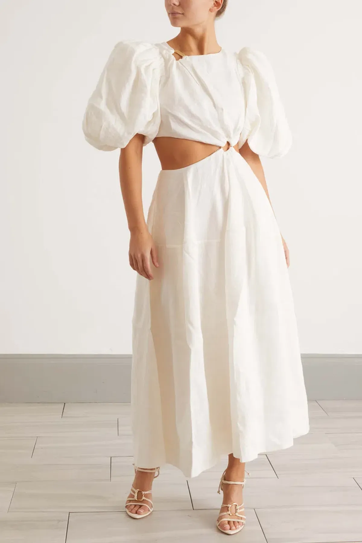 Aje Vanades Cut Out Ring Midi Dress Ivory Size 10 / M - Image 1