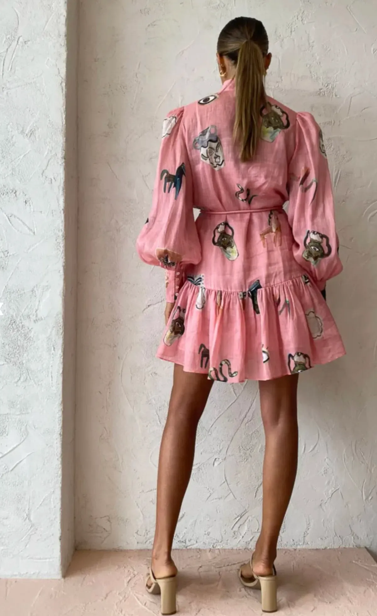 Alemais Cleo Smock Mini Dress in Pink Size 10 - Image 3