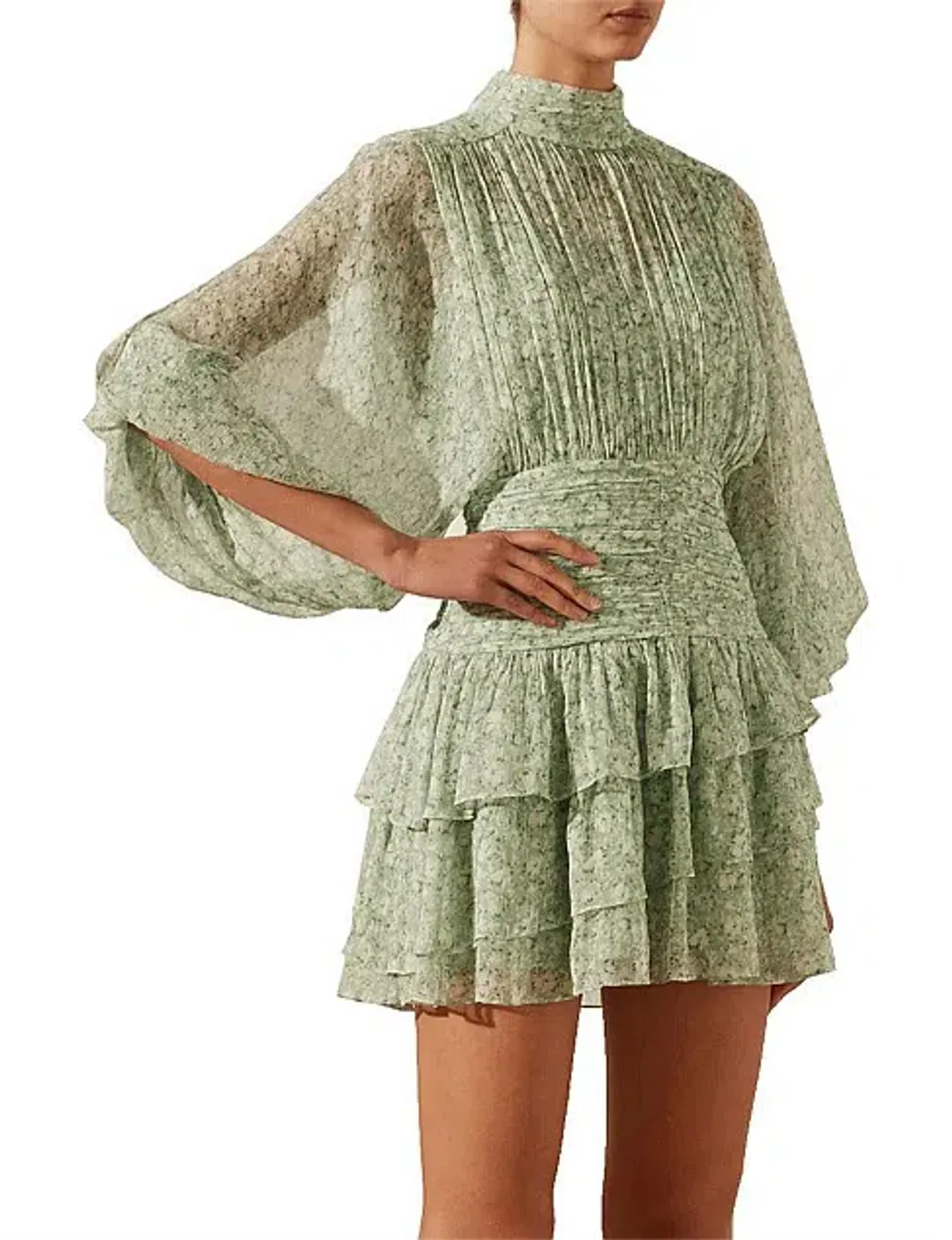 Shona Joy - Aurore Long Sleeve Ruched Mini Dress for rent on The Volte - main image