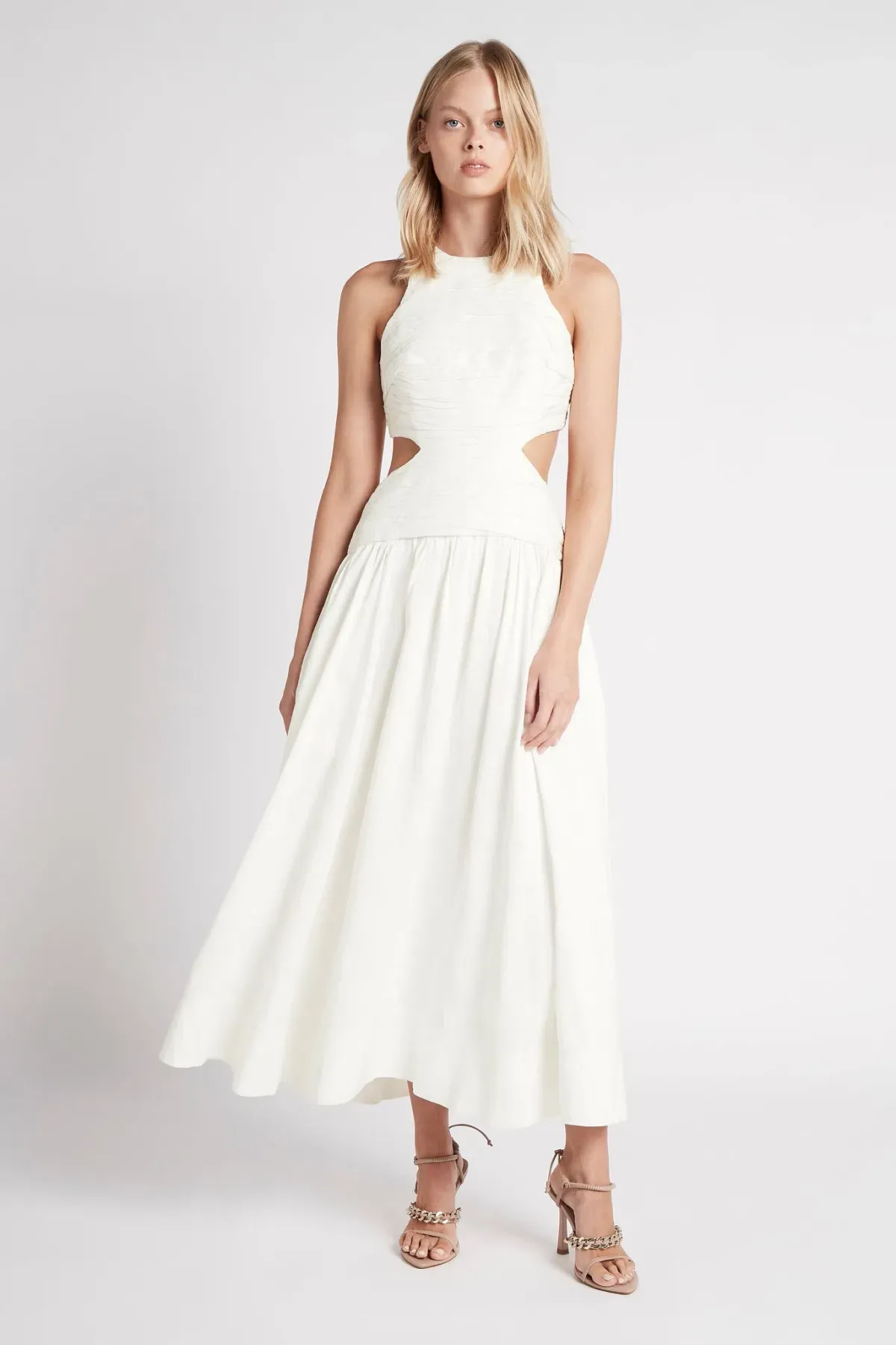 AJE Introspect Cut Out Midi Dress White Size 6  - Image 1