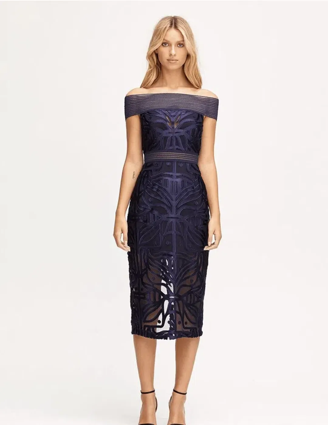 Alice McCall Lunar Eclipse Midi Cocktail Dress Navy Size 6 for rent on The Volte - main image