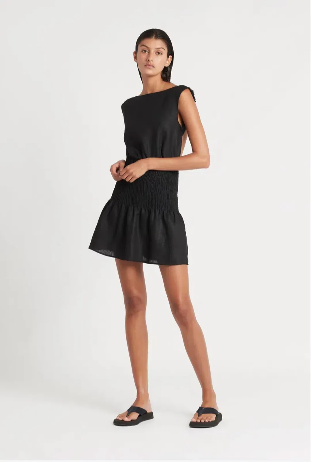 Sir the Label Lorena Open Back Mini Dress Black Size 0 / Au 6 for rent on The Volte - main image