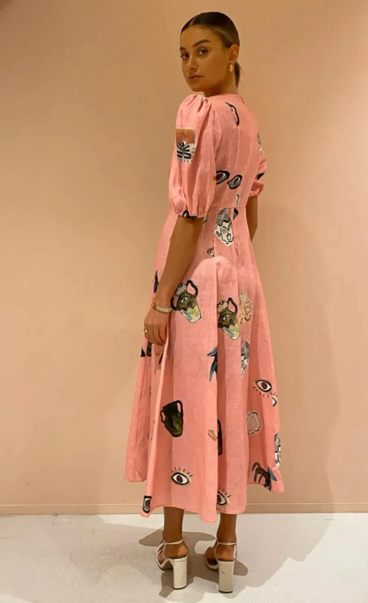 Alemais Cleo Midi Dress in Pink Size 10 - Image 2