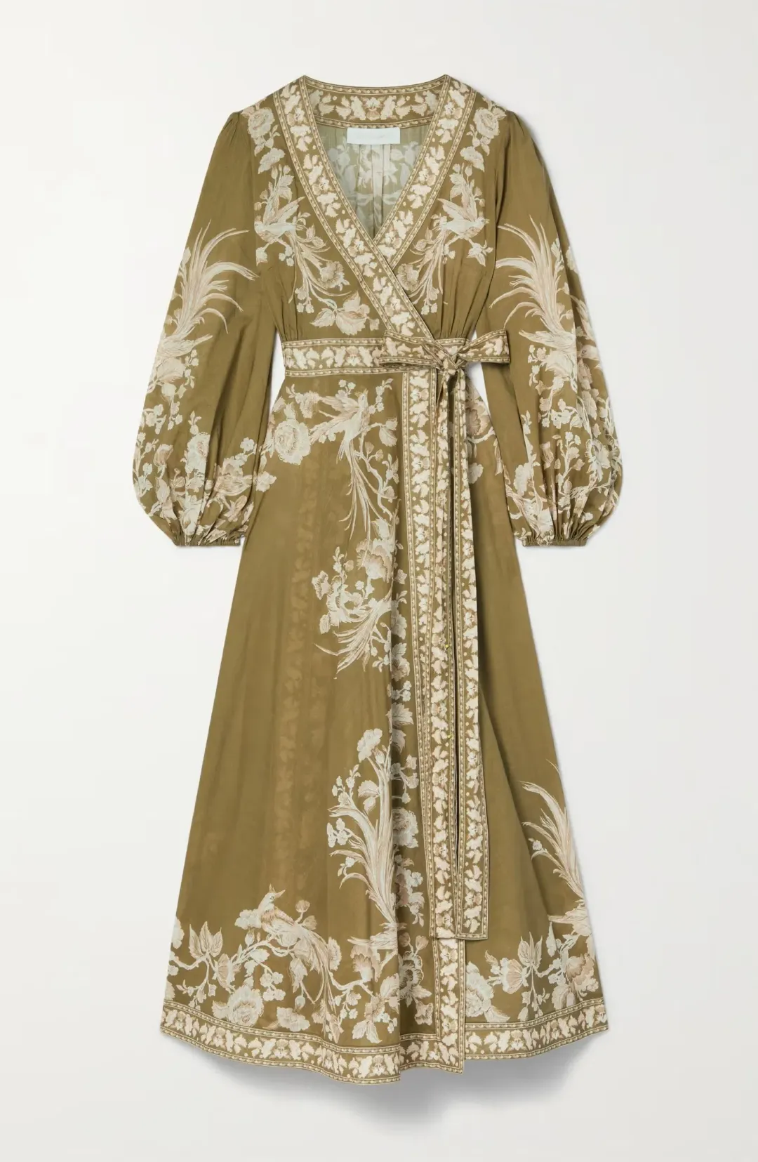 Zimmermann Cotton Voile Wrap Dress Green Print Size 3/AU 14 for rent on The Volte - main image