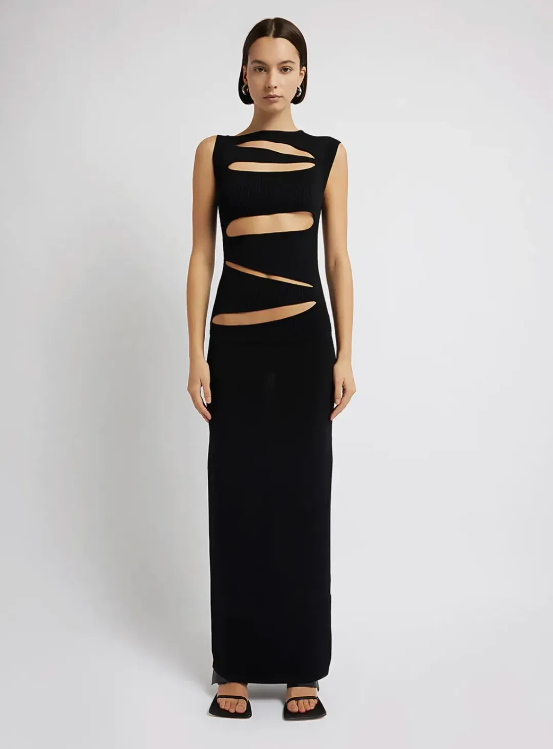 Christopher Esber Slashed Knit Dress Black Size AU 6  for rent on The Volte - main image