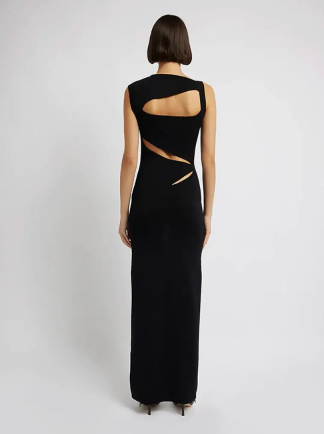 Christopher Esber Slashed Knit Dress Black Size AU 6  for rent on The Volte - main image