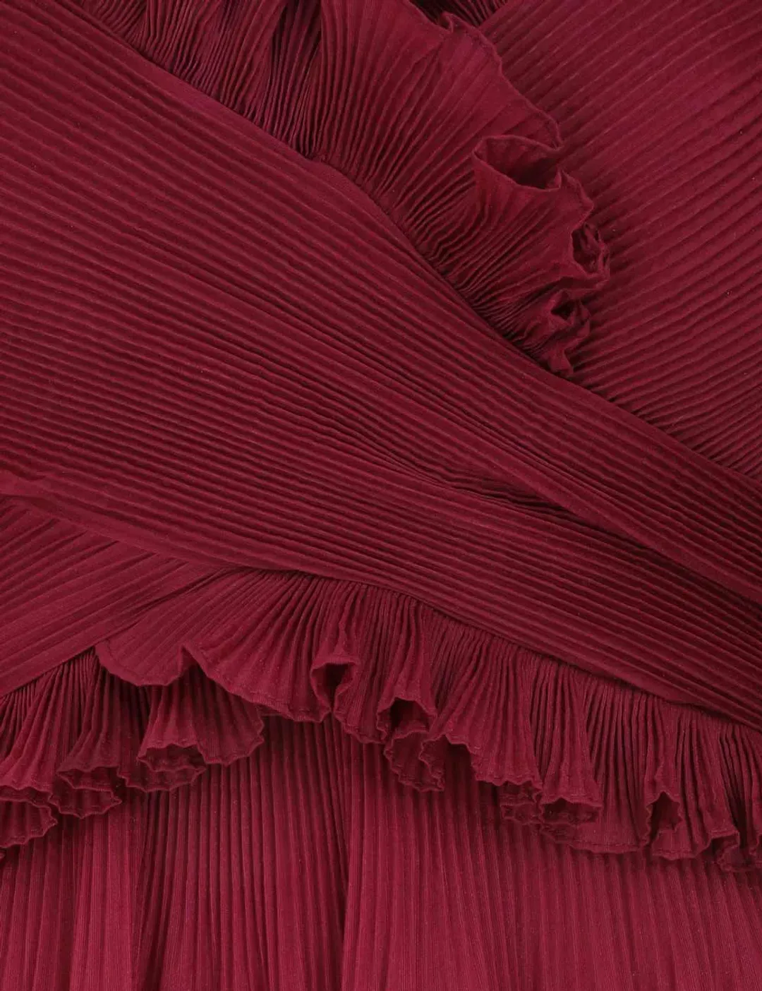 Zimmerman Pleated Off Shoulder Midi Dress in Berry Red Size 0 / AU 8 for rent on The Volte - main image