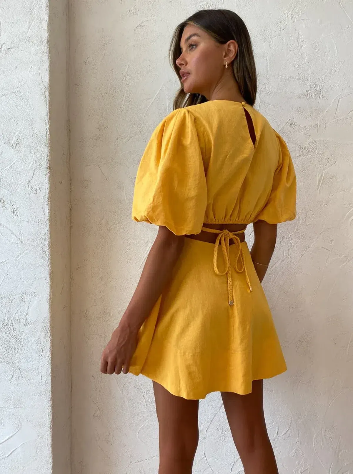 New Romantics Dolce Vita Short Sleeve Mini Dress Orange-Yellow Size 8 - Image 3