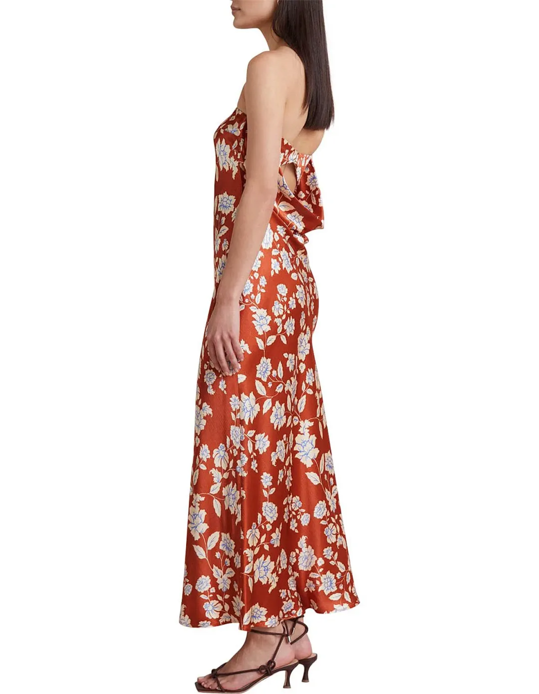 Bec & Bridge Blossom Strapless Maxi Dress Size 12 Rust Print for rent on The Volte - main image
