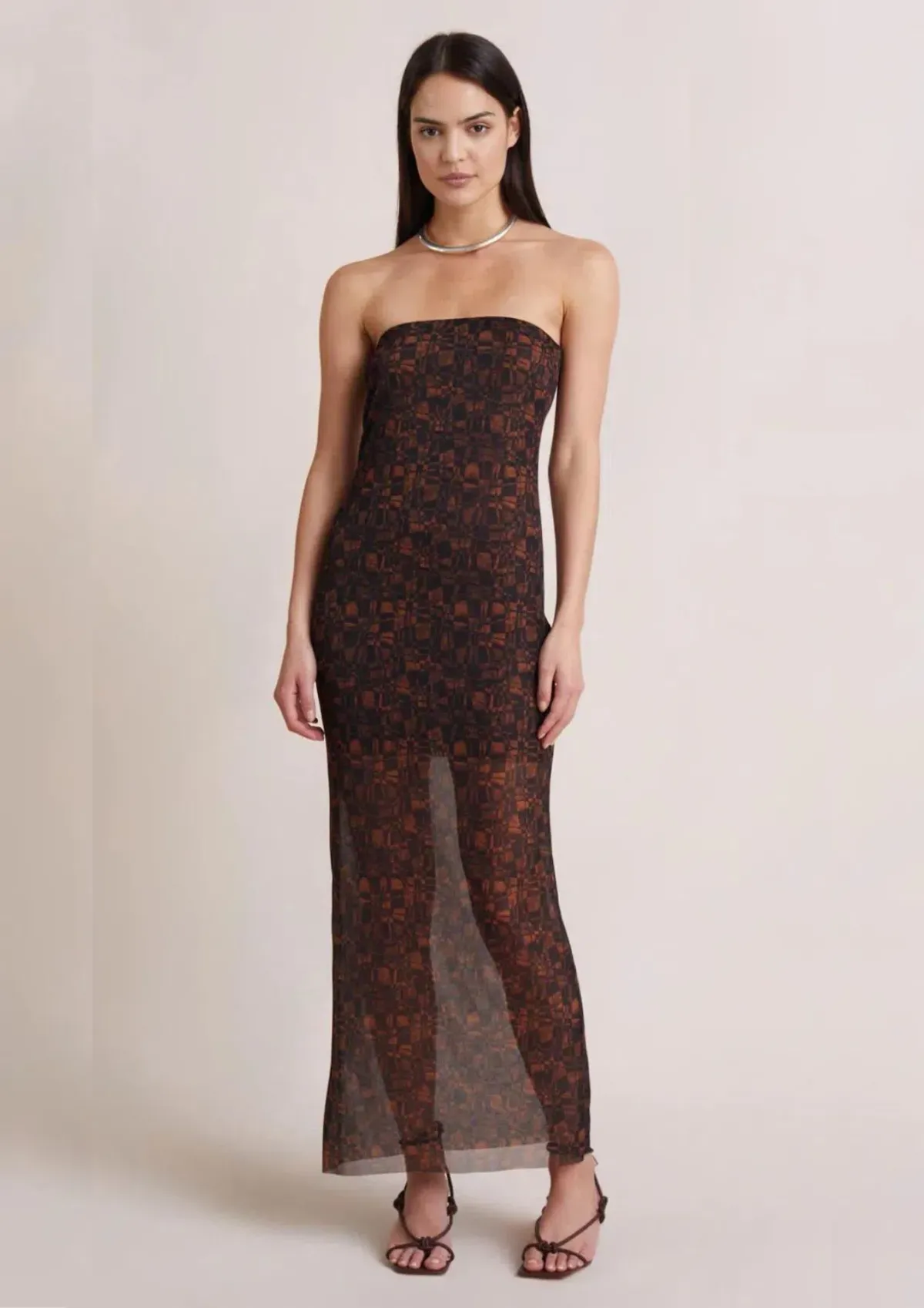 Bec & Bridge Checkmate Strapless Maxi Dress Print Size 12 - Image 1