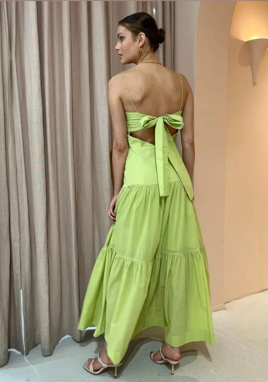 Bec & Bridge Solstice Drop Waist Dress Lime Green Size 6 for rent on The Volte - main image