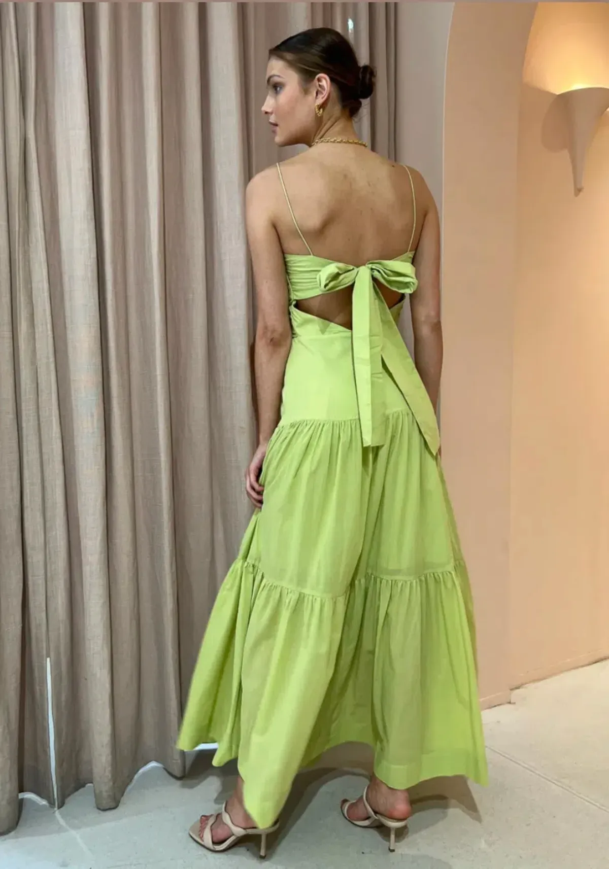 Bec & Bridge Solstice Drop Waist Dress Lime Green Size 6 - Image 2