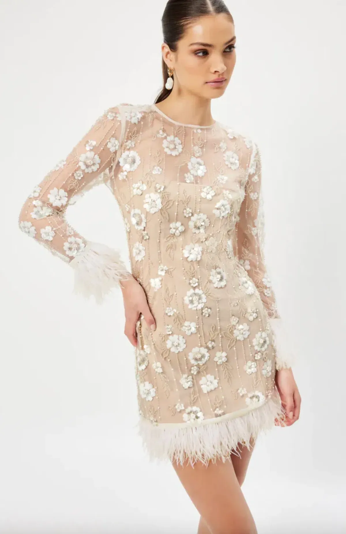 Eliatt Grandis Dress Feather and Applique Size S/AU 8 - Image 2