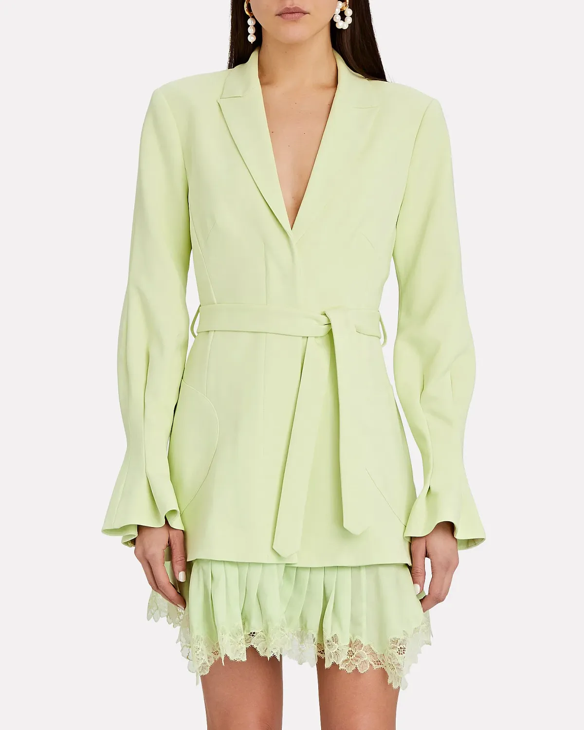 Jonathan Simkhai Victoria Lace Trimmed Blazer Dress Green Size 12 - Image 2