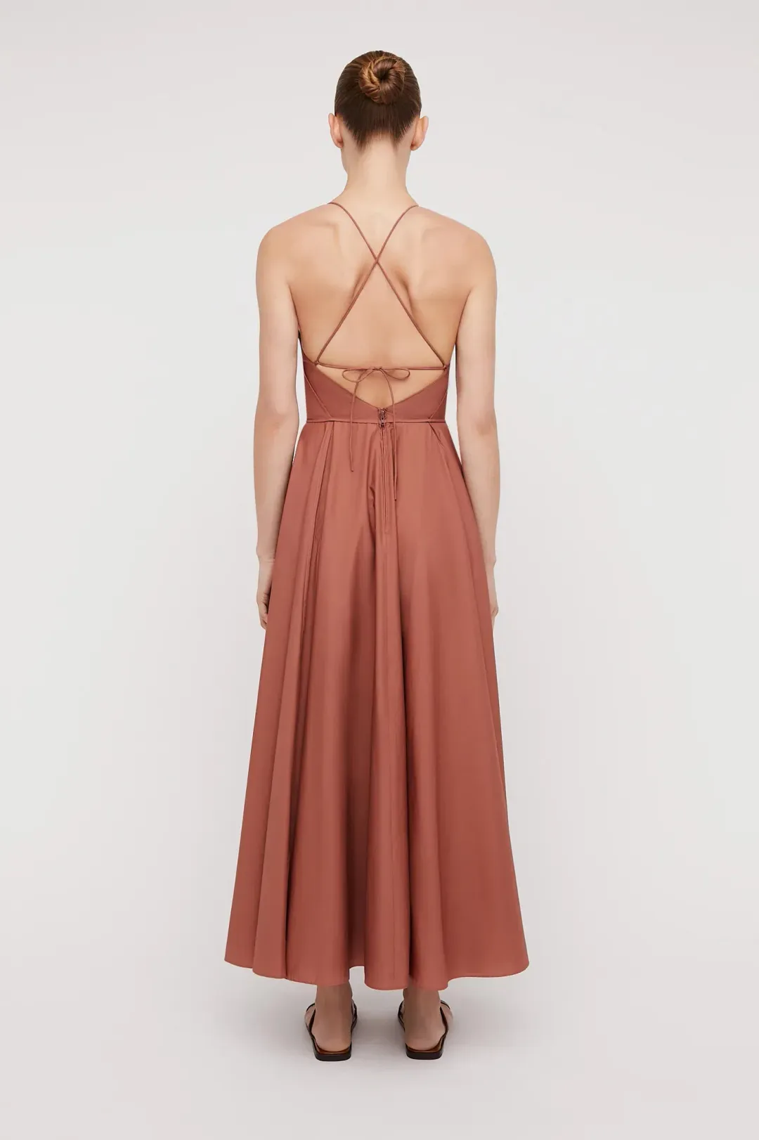 Scanlan Theodore Parachute Cotton Strappy Dress Brown Size AU 8 for rent on The Volte - main image