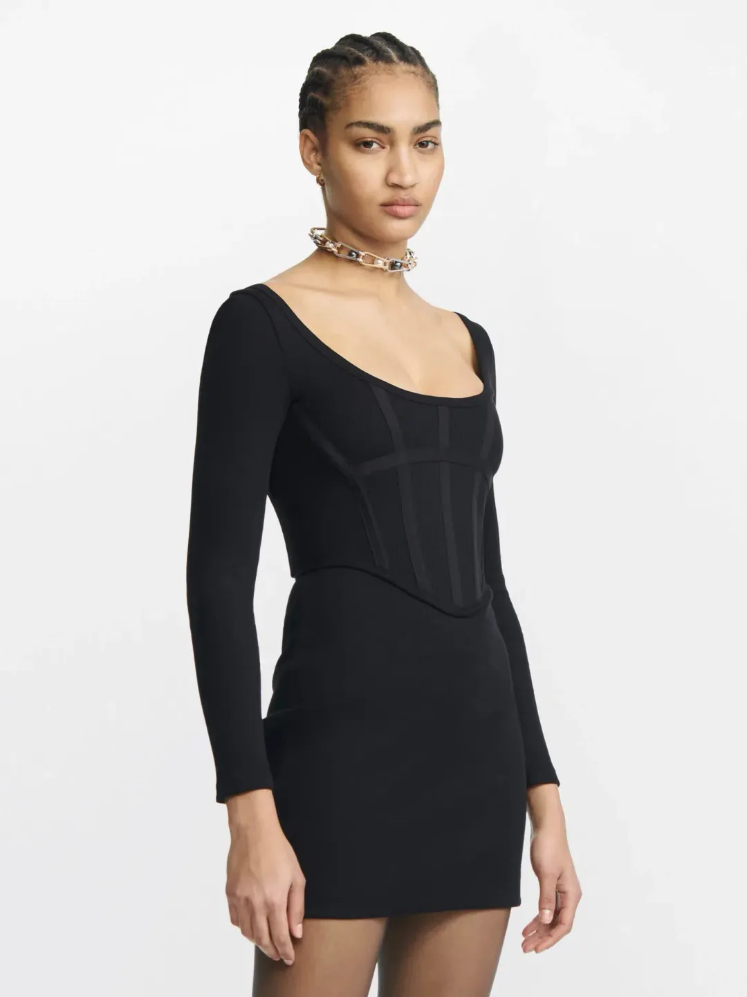 Dion Lee Rib Corset Mini Dress Black Size AU 10 for rent on The Volte - main image
