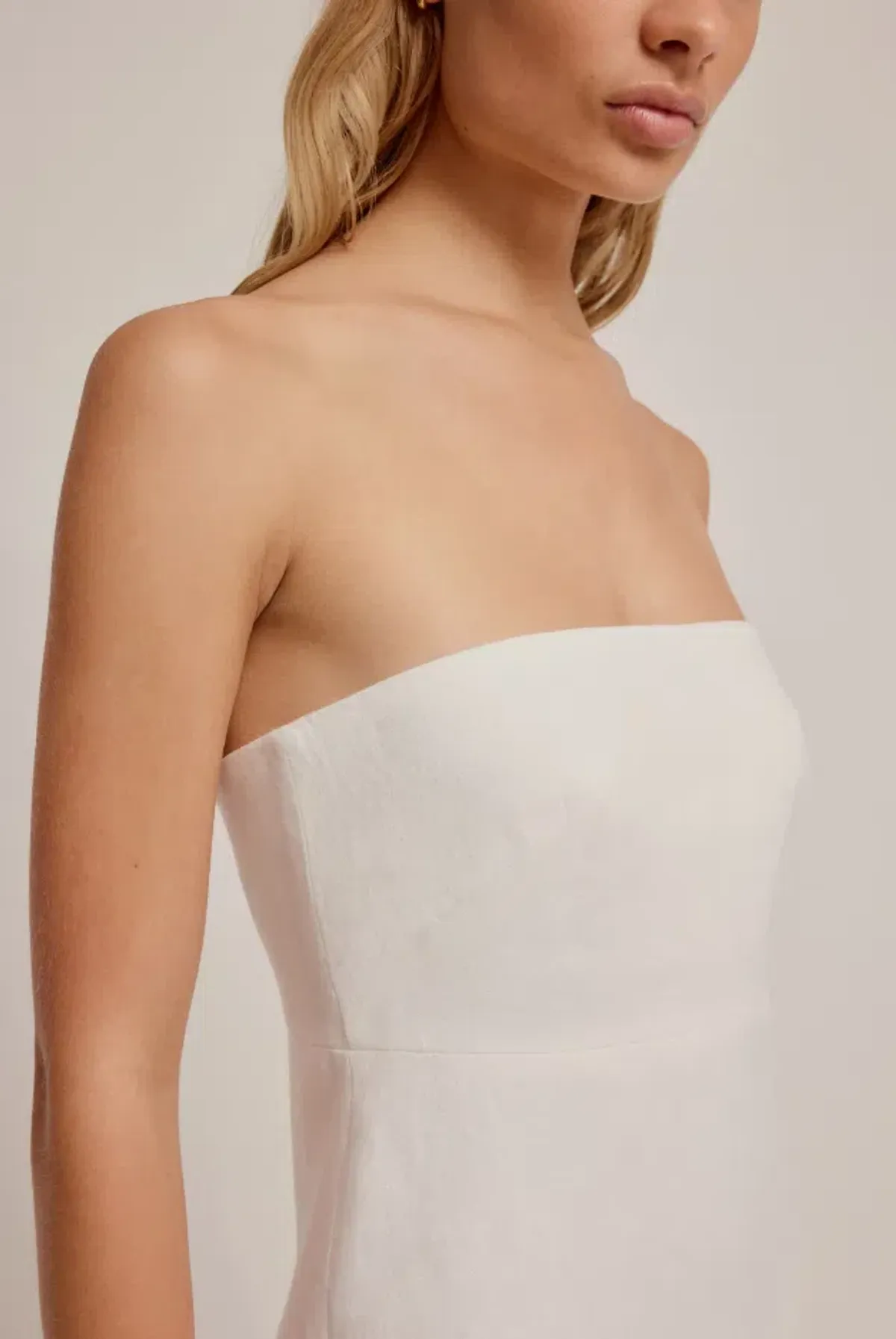 Venroy Linen Strapless Mini Dress White Size AU 8 - Image 2