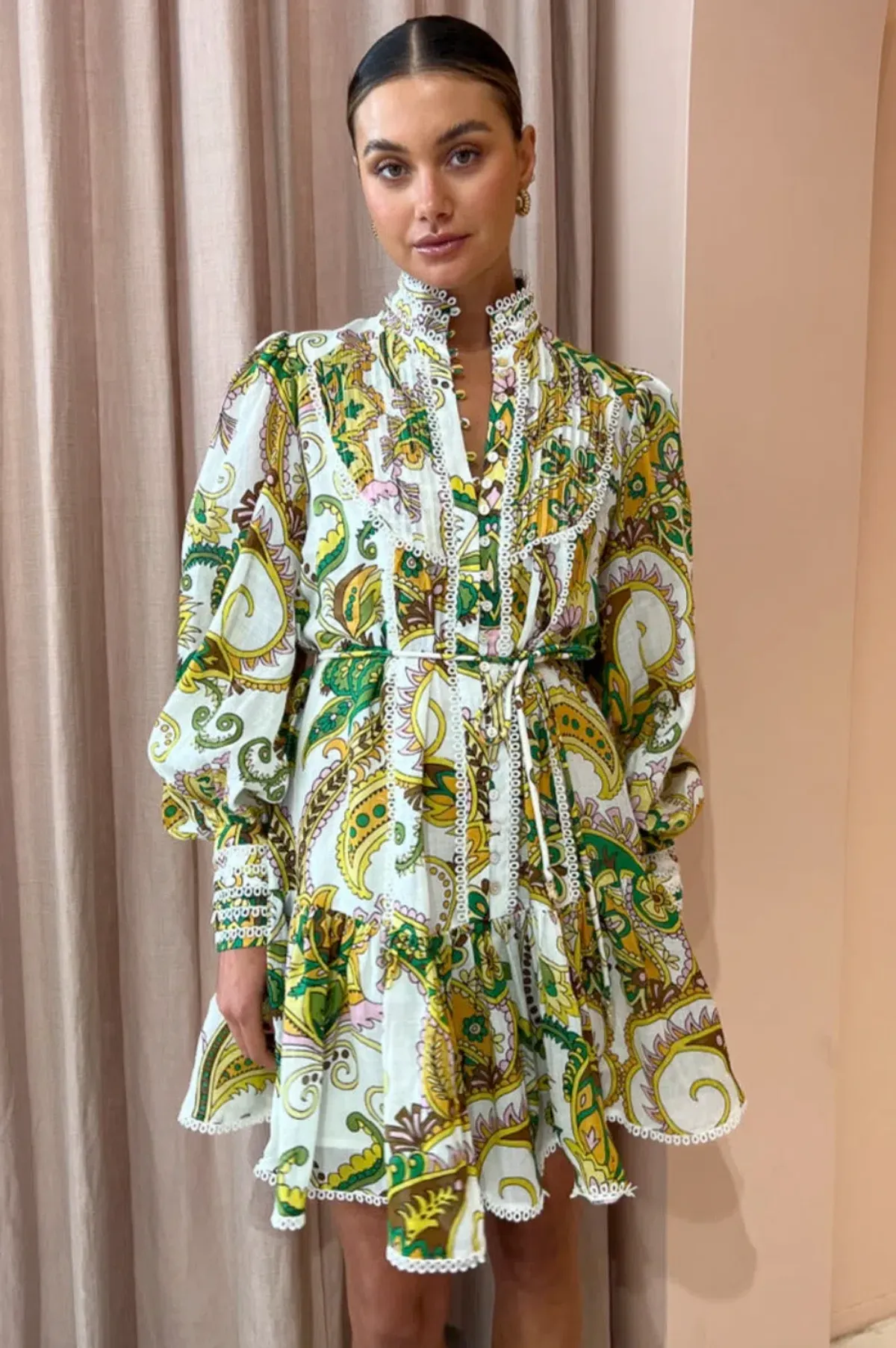 Alemais Octavia Ruffle Mini Dress Green Size 8 - Image 5