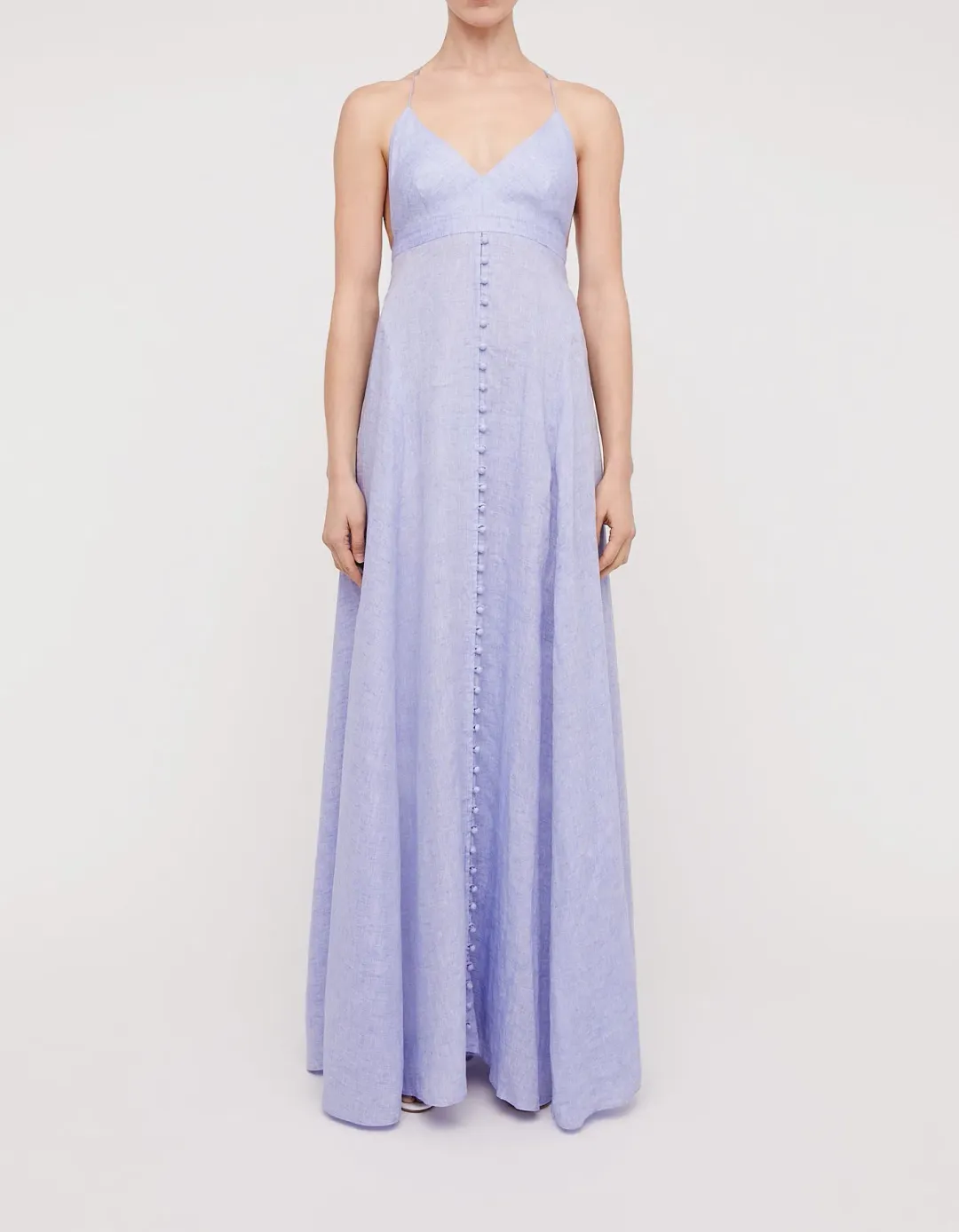 Scanlan Theodore Italian Linen Shoestring Dress Mauve Size 8 for rent on The Volte - main image