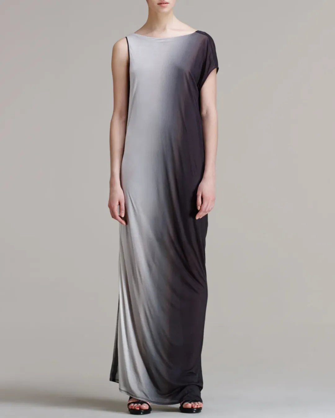 Helmut Lang Shadow Ombré Jersey Maxi Dress Grey Size S / Au 8 for rent on The Volte - main image