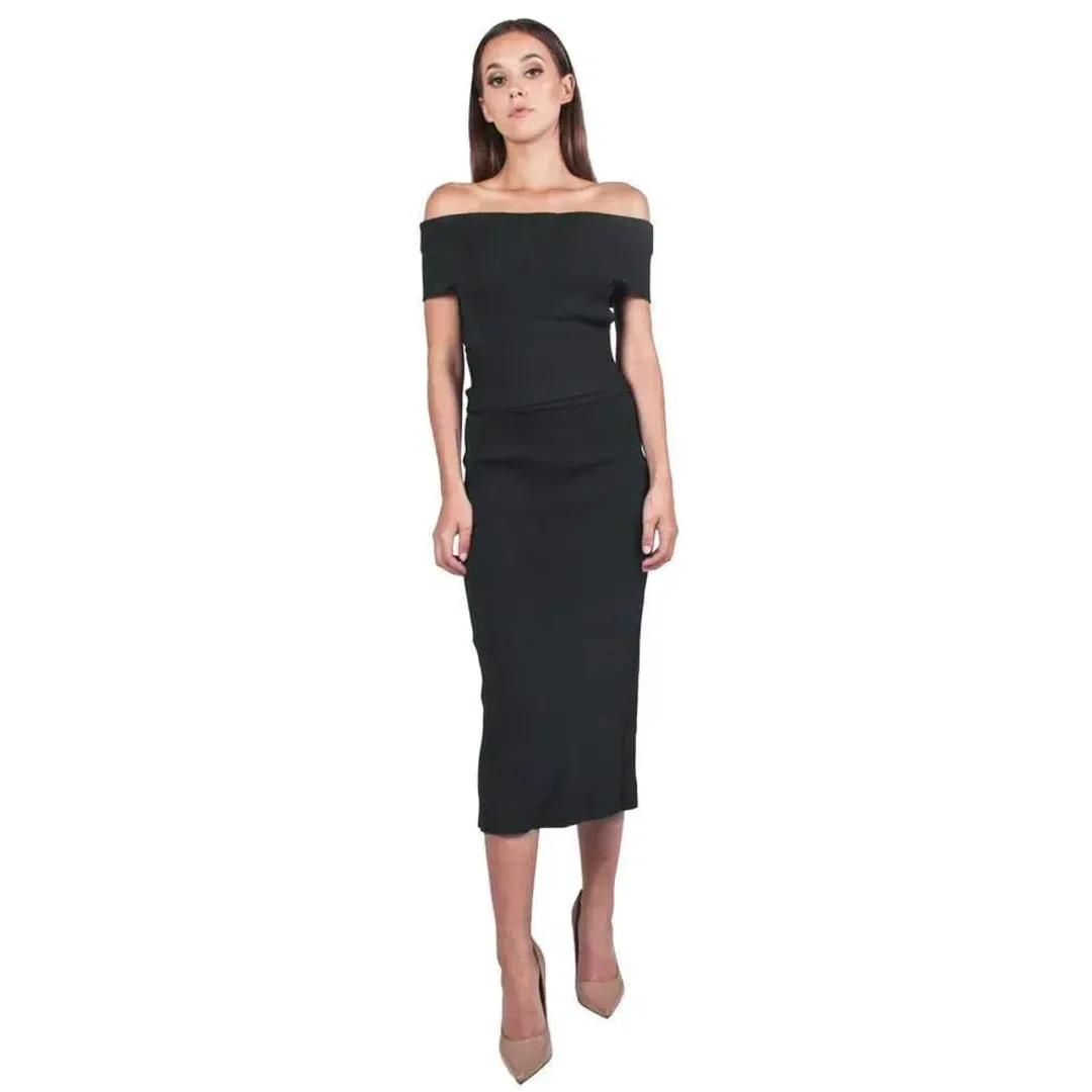Scanlan Theodore Crepe Knit Milano Dress Black Size XS for rent on The Volte - main image