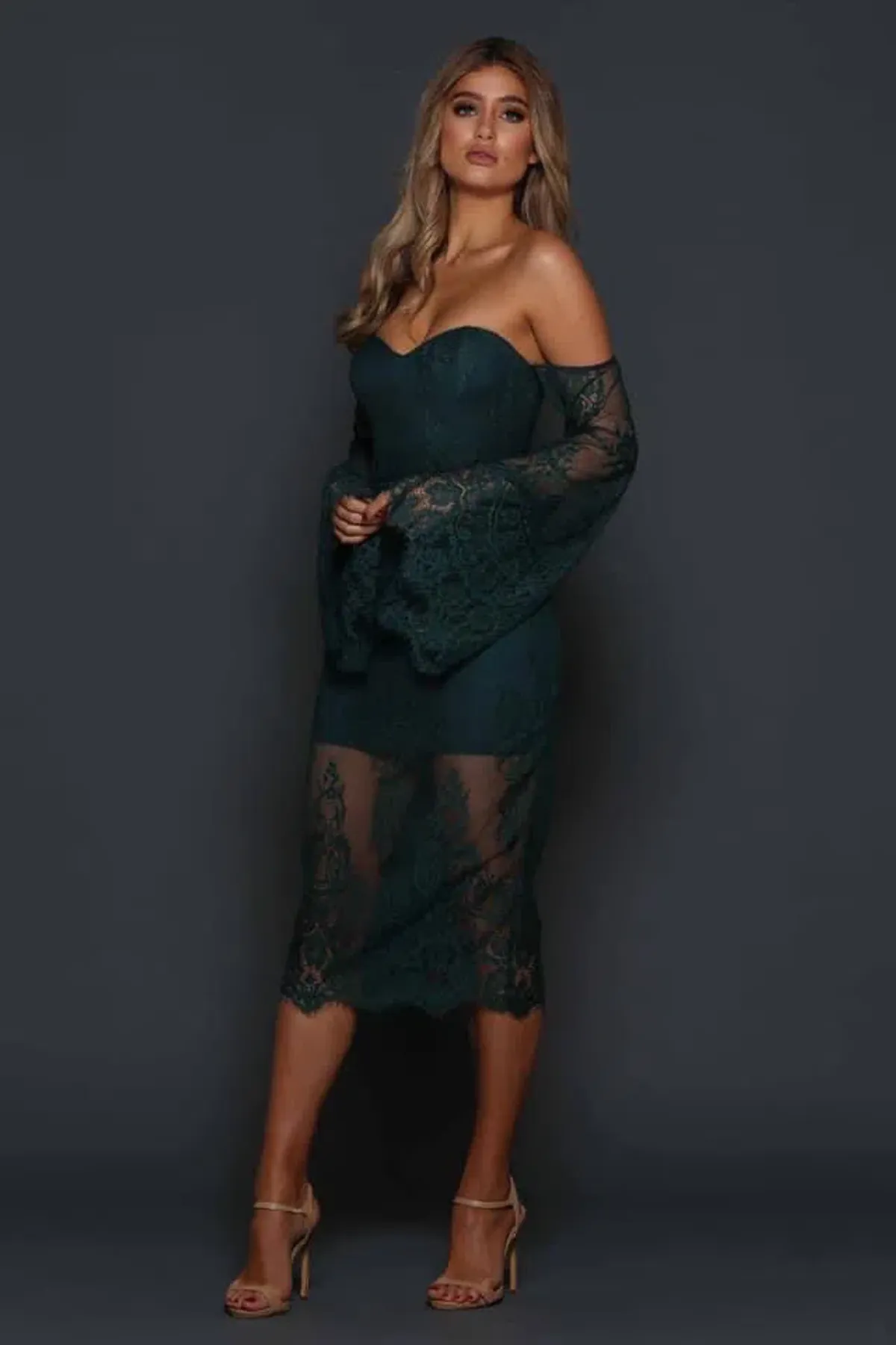 Elle Zeitoune Christopher Midi Dress Emerald Green Size 8 - Image 1