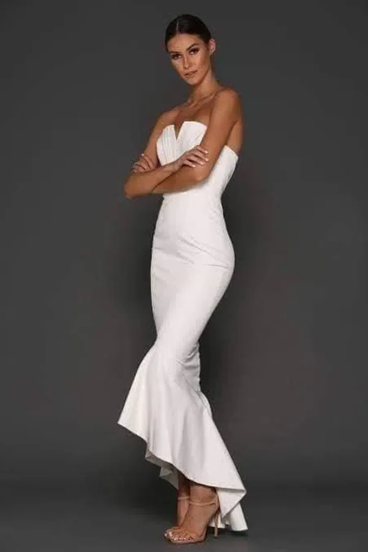 Elle Zeitoune Mia Fishtail Gown White Size 10 - Image 1