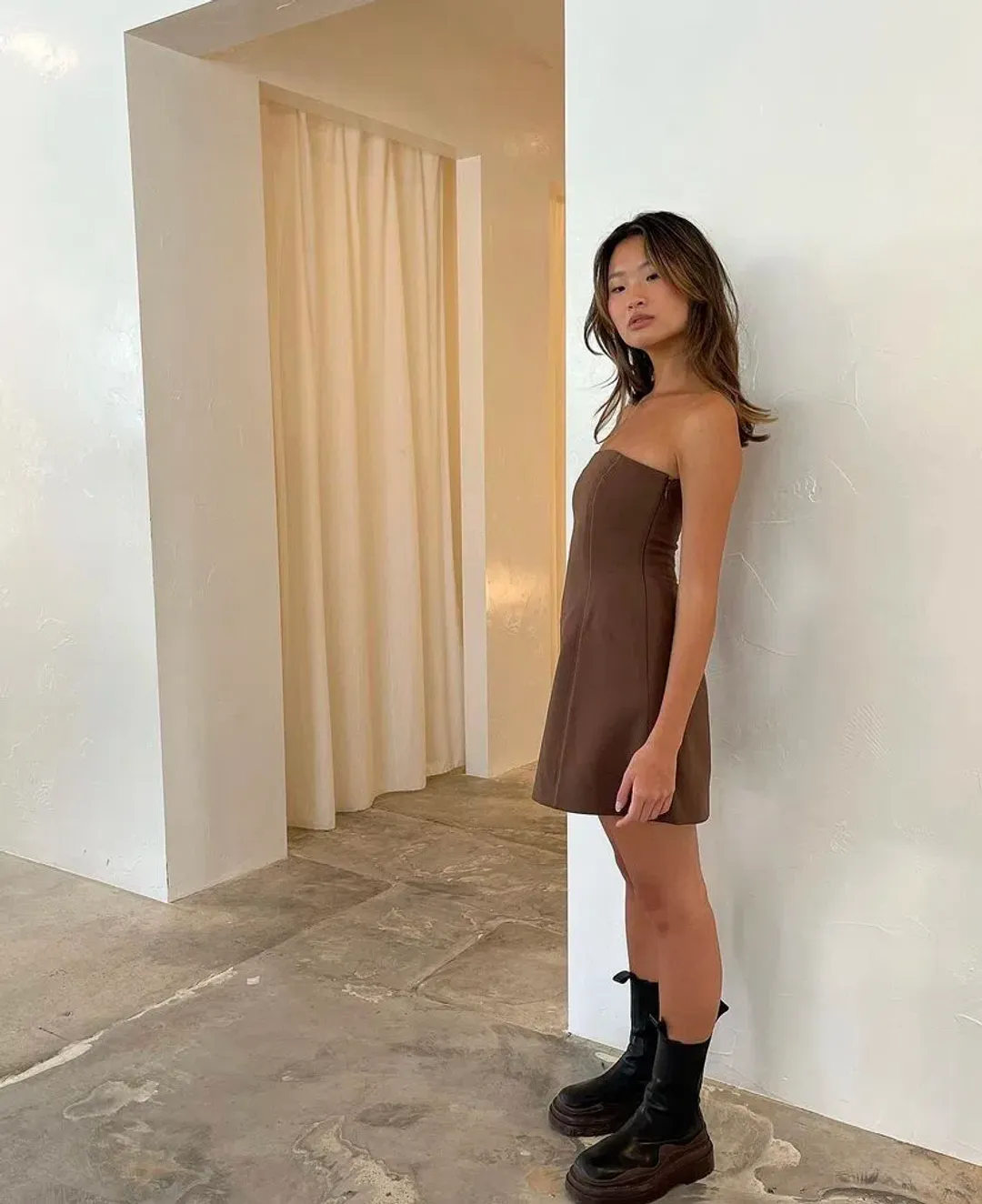 Sir the Label Adrien Strapless Mini Dress Brown Size 0 / Au 6 for rent on The Volte - main image