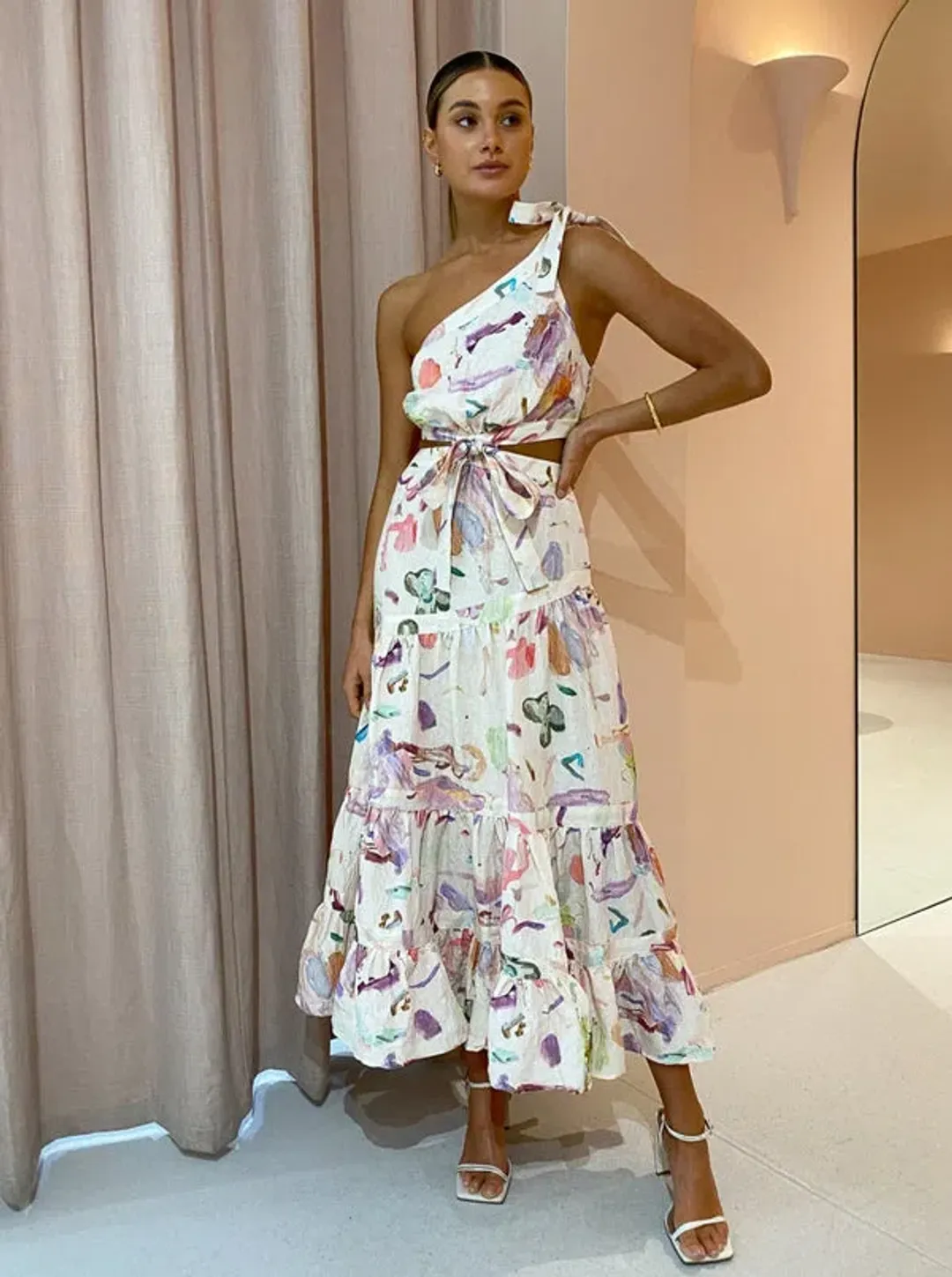 Alemais Annie One Shoulder Dress Print Size 10 for rent on The Volte - main image