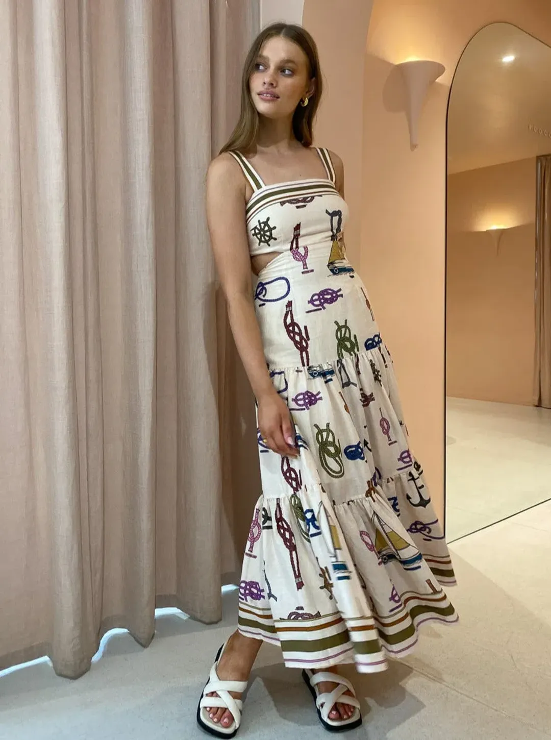 Alemais Ships Ahoy’ Sun Dress Multi Size 6 for rent on The Volte - main image