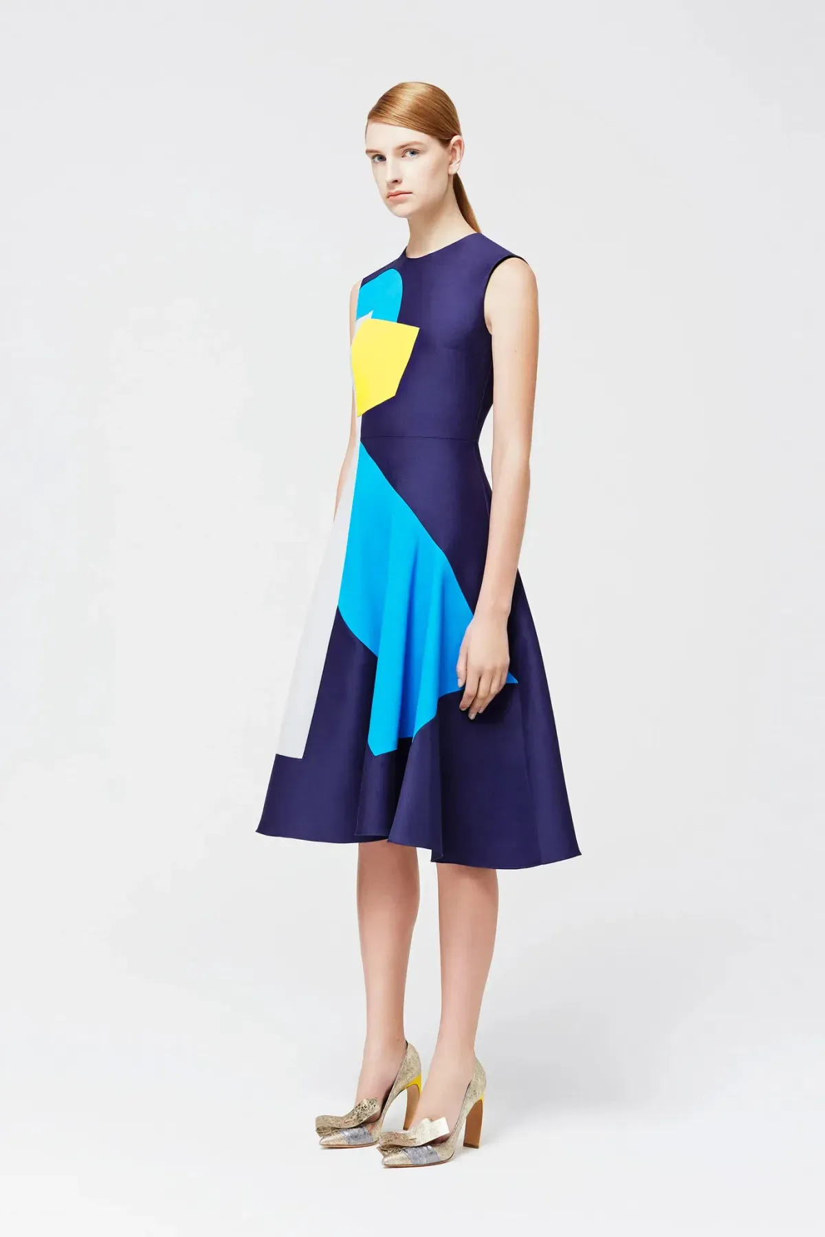 Roksanda Navy Colour Block Midi Dress Size AU8  - Image 1