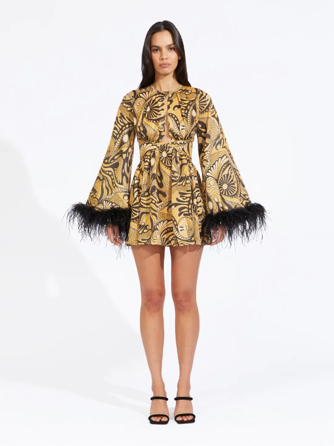 Alice McCall Dust Feather Mini Dress Gold Size 10 /AU 14 for rent on The Volte - main image