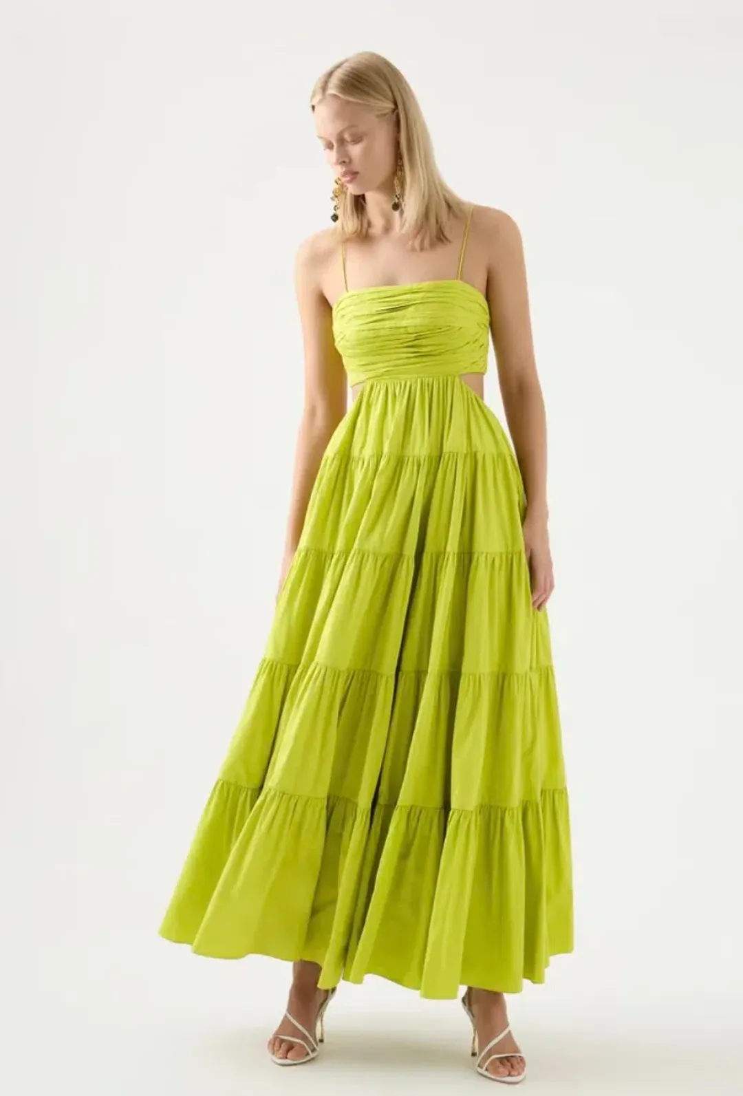 Aje Sartre Tiered Maxi Dress Green Size 12 / L for rent on The Volte - main image