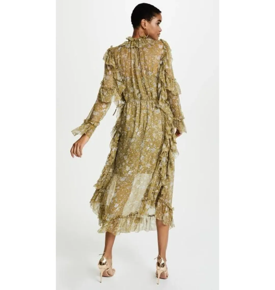 Zimmermann Rife Ruffle Midi Dress Floral Size 1 / AU 10 for rent on The Volte - main image