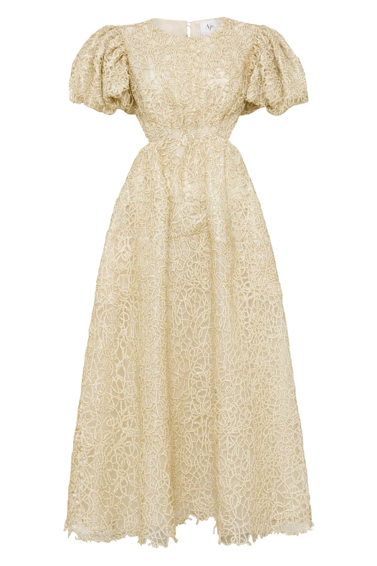 Aje Patina Lace Midi Dress Ivory Size 8 / S - Image 5
