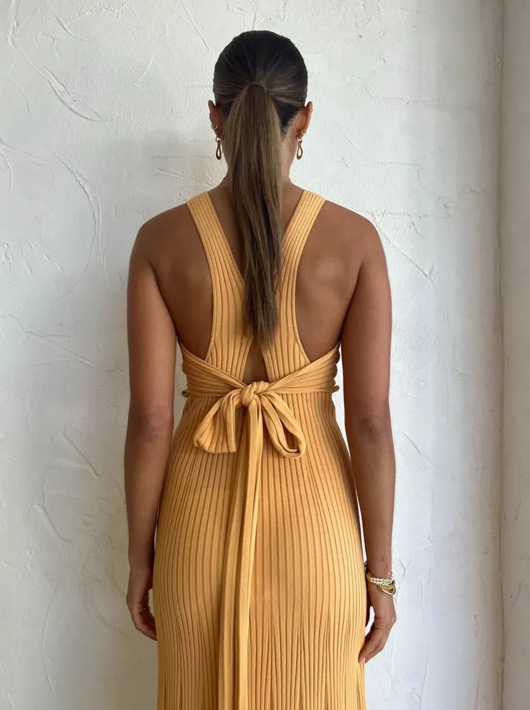 Clea Alina Rib Knit Dress in Mango Size S/ AU 8 for rent on The Volte - main image