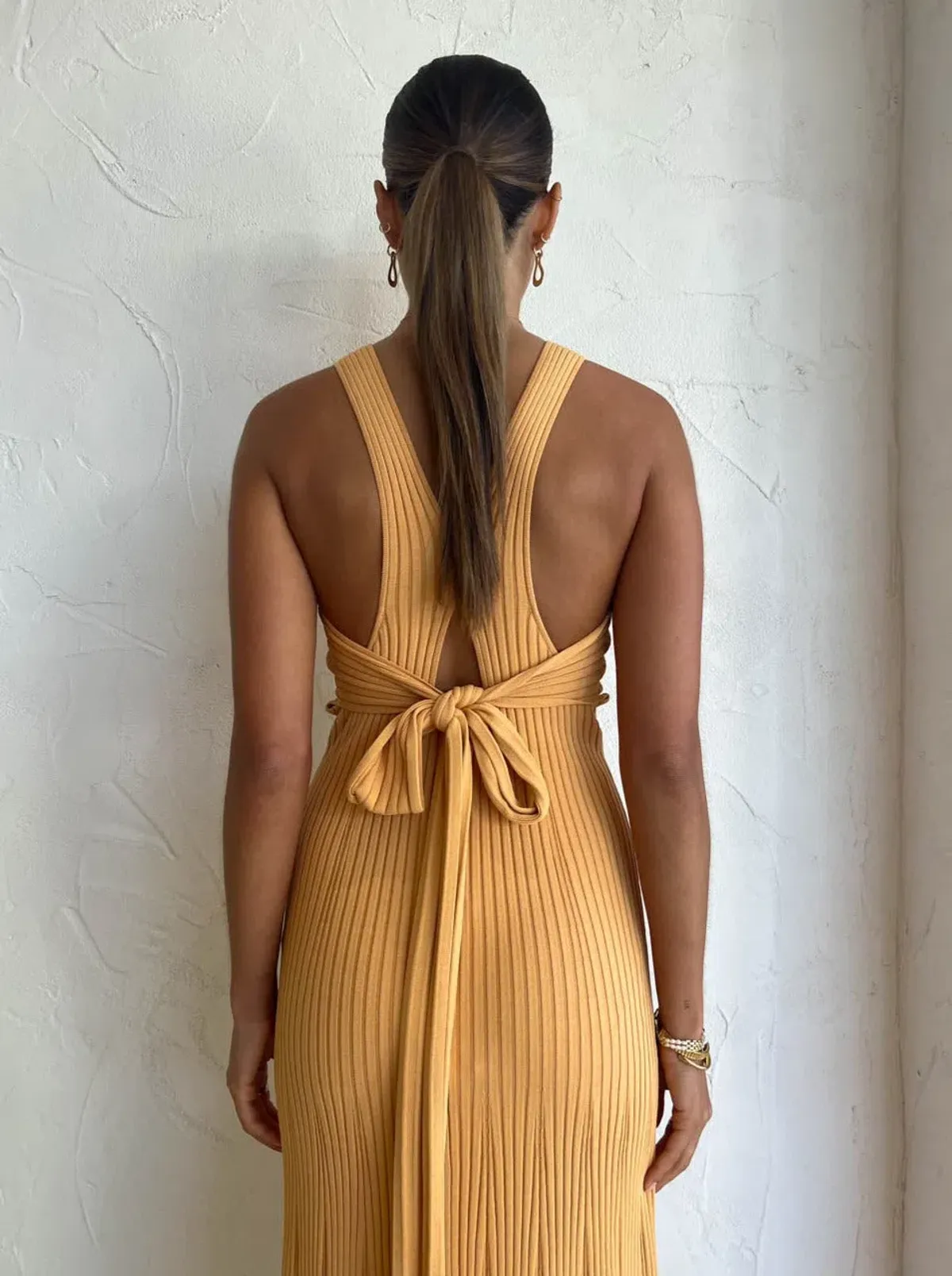 Clea Alina Rib Knit Dress in Mango Size S/ AU 8 - Image 6