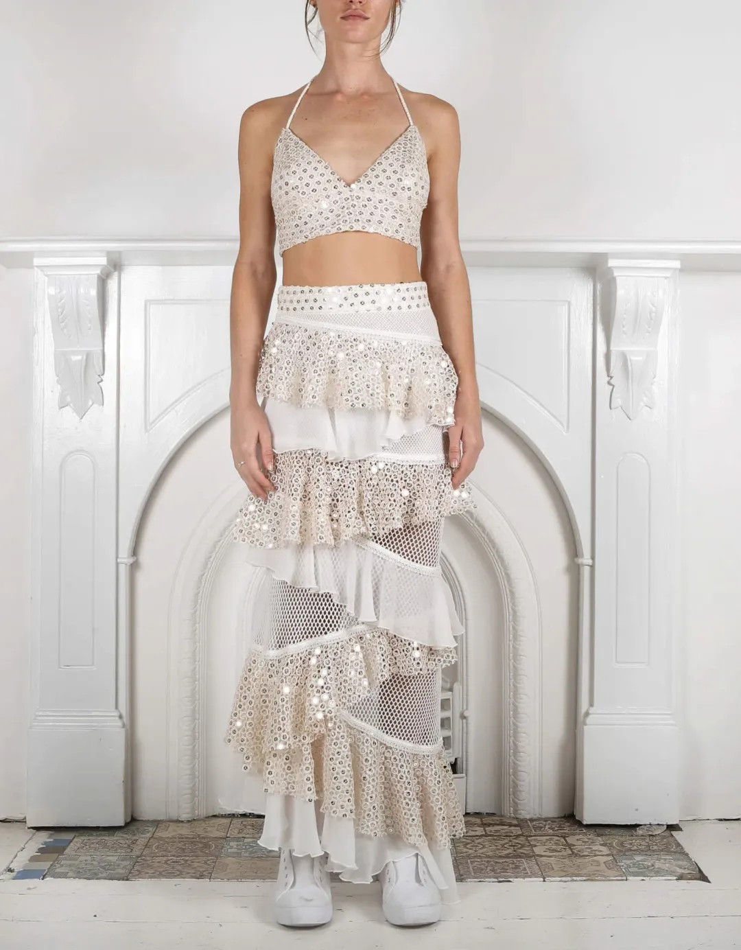 Ixiah the Label Sequin Outlaw Set White Size 6 for rent on The Volte - main image