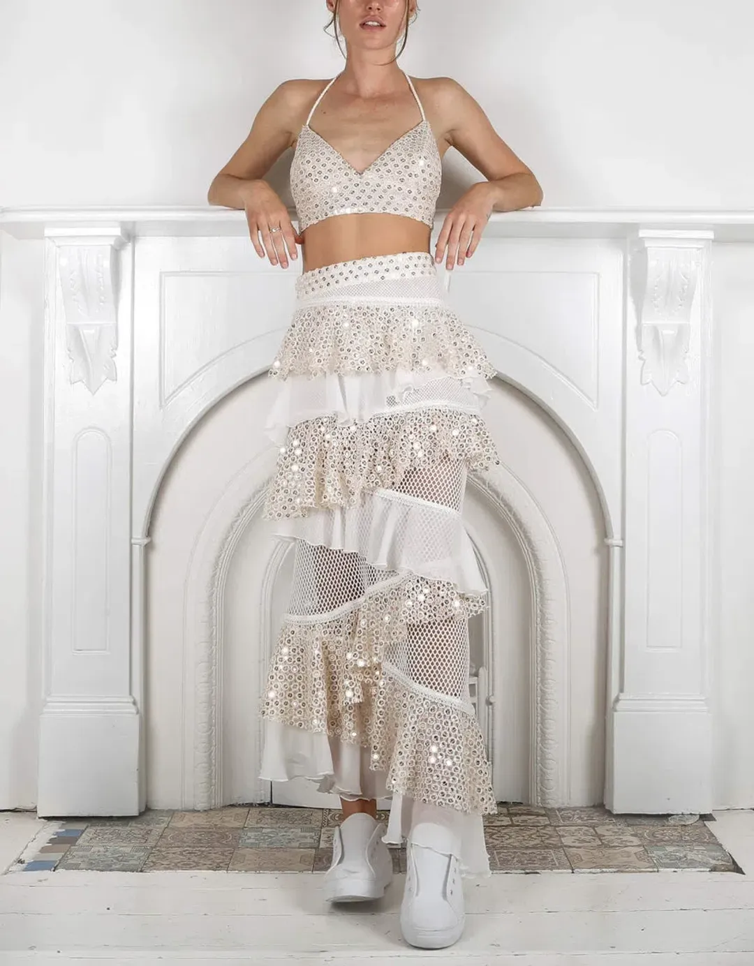 Ixiah the Label Sequin Outlaw Set White Size 6 for rent on The Volte - main image