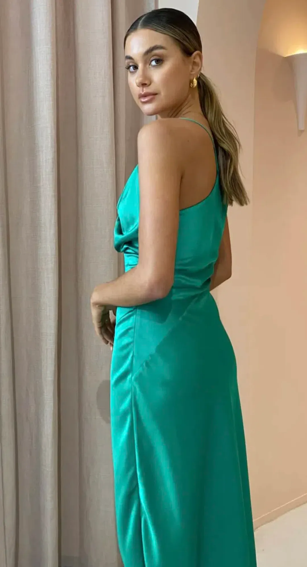 One Fell Swoop Muse Maxi Dress Cardinal Green Size 6 for rent on The Volte - main image