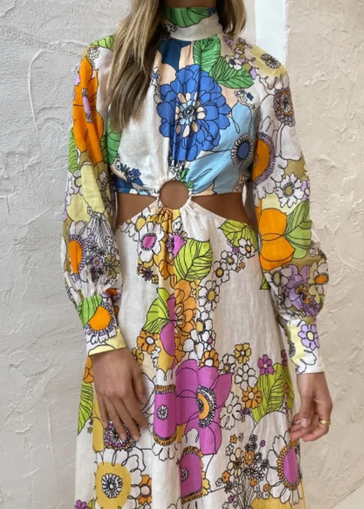 Alemais Farrah Cut Out Midi Dress Print Size 8 - Image 3