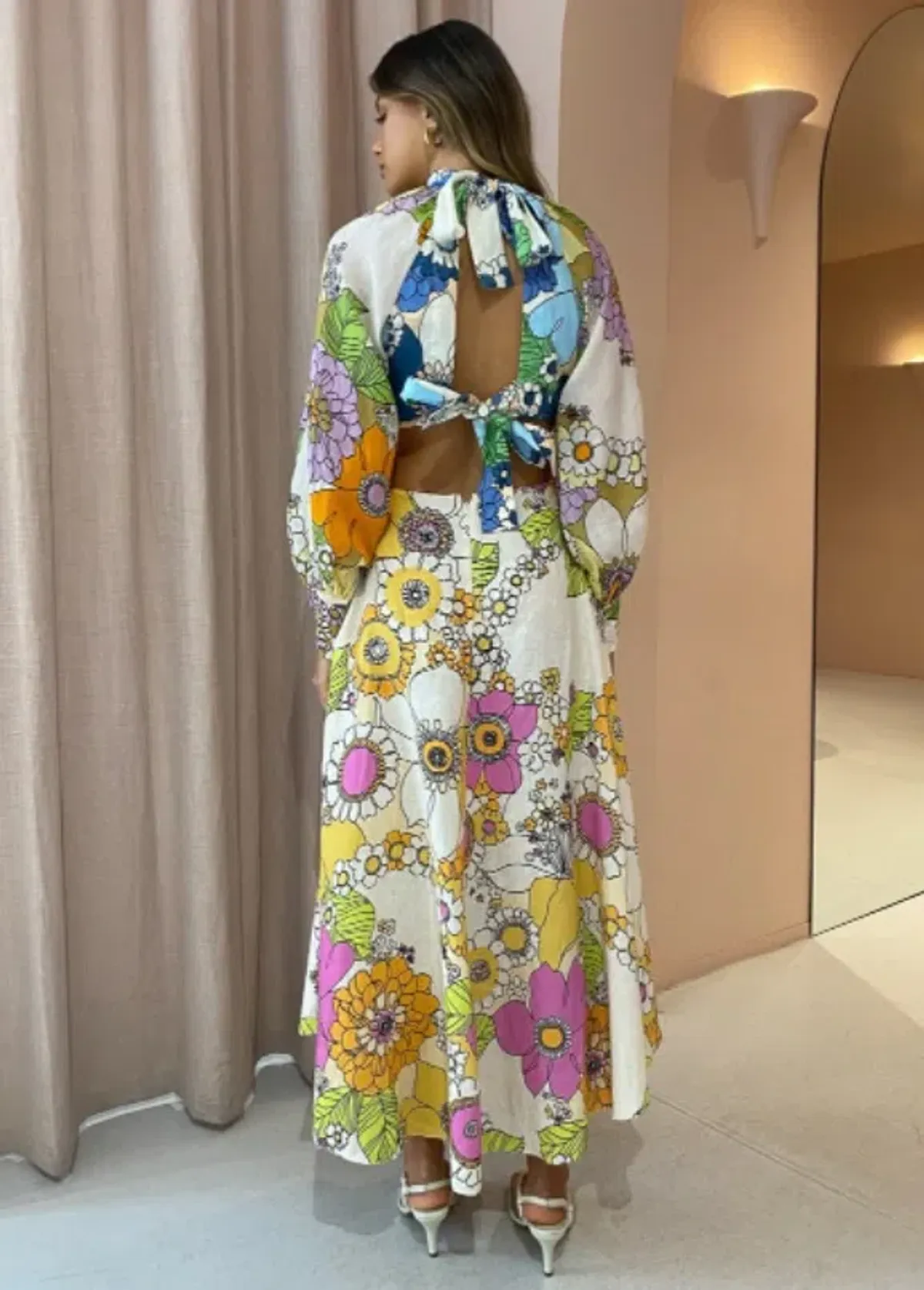 Alemais Farrah Cut Out Midi Dress Print Size 8 - Image 5