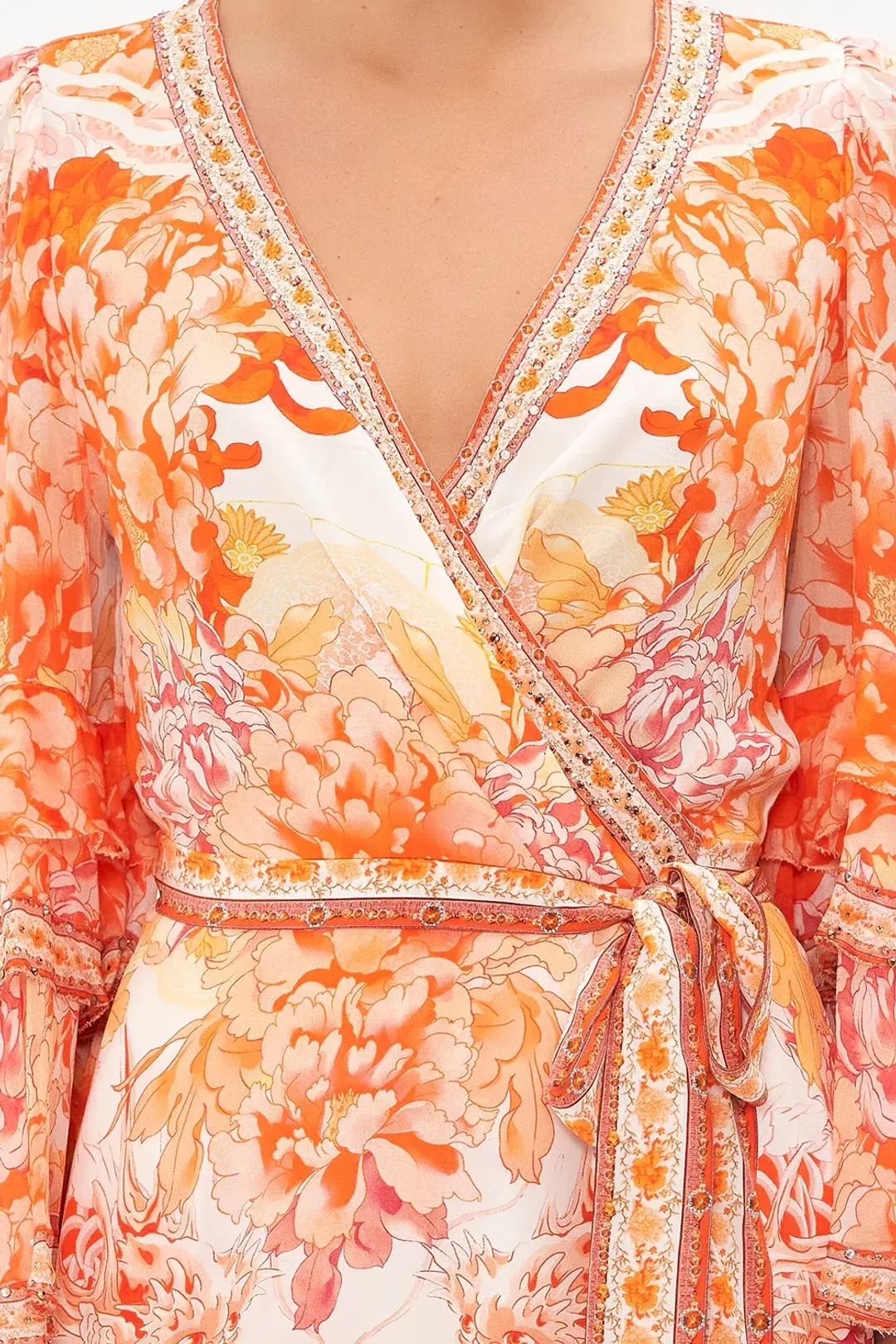 Camilla Short Wrap Dress With Ruffle Sleeve Print Size M for rent on The Volte - main image