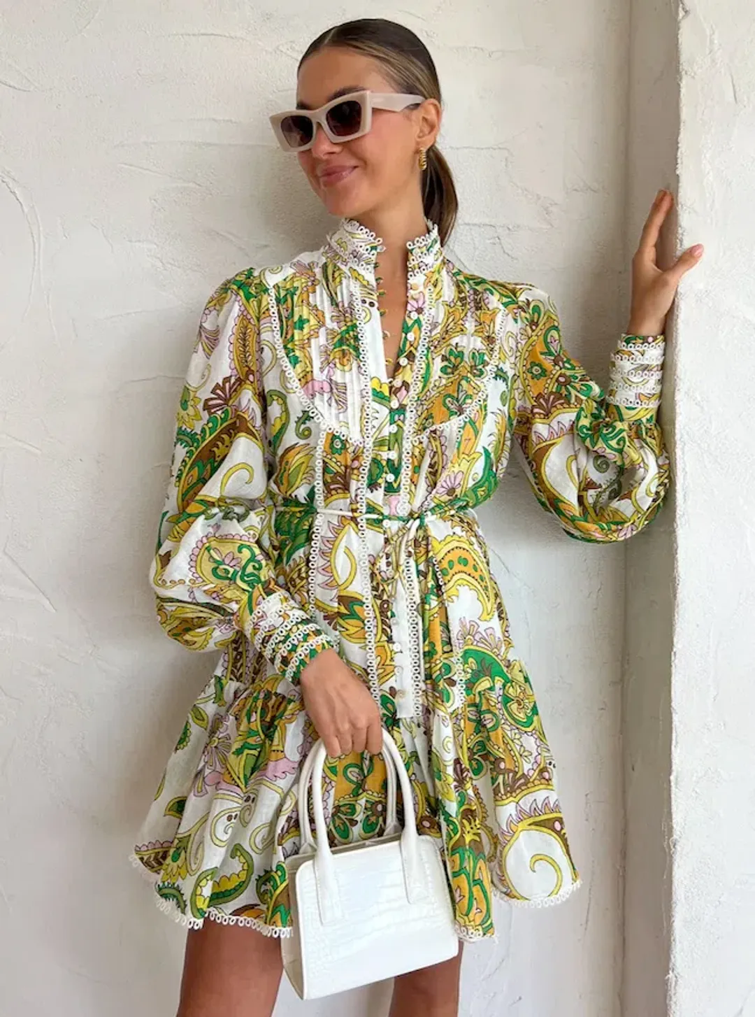 Alemais Octavia Ruffle Mini Dress Ivory Size 8 for rent on The Volte - main image