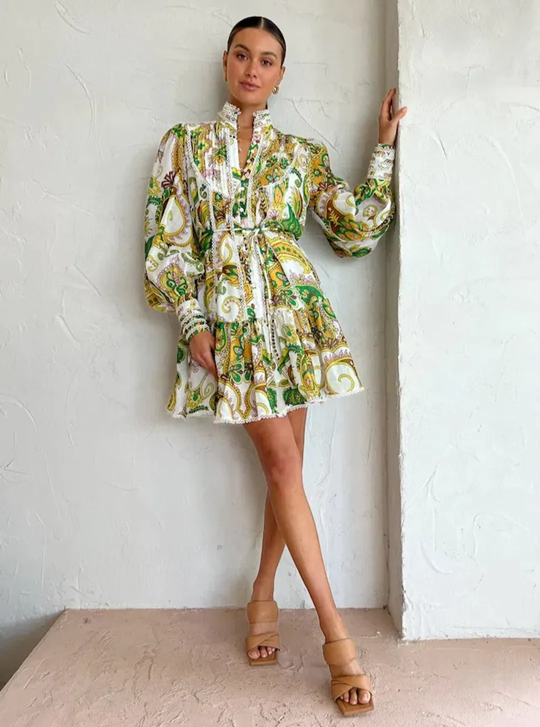 Alemais Octavia Ruffle Mini Dress Ivory Size 8 for rent on The Volte - main image