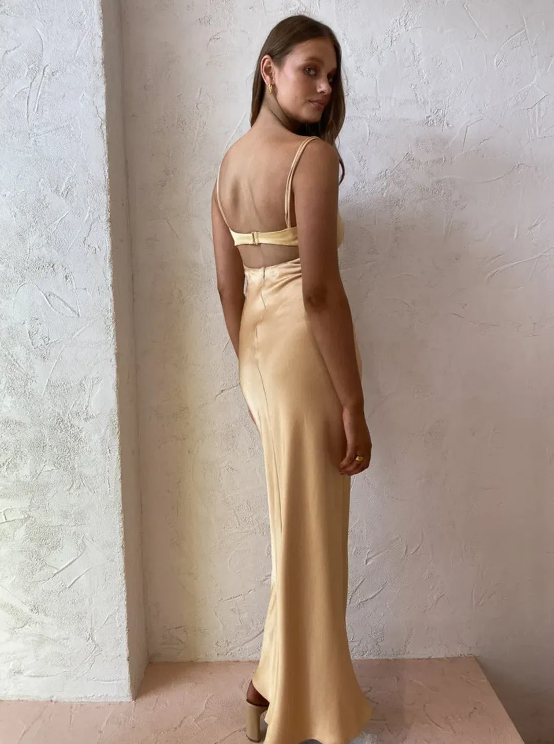 Bec & Bridge Carrie Maxi Dress in Yellow Gold Size 16 / 2XL for rent on The Volte - main image