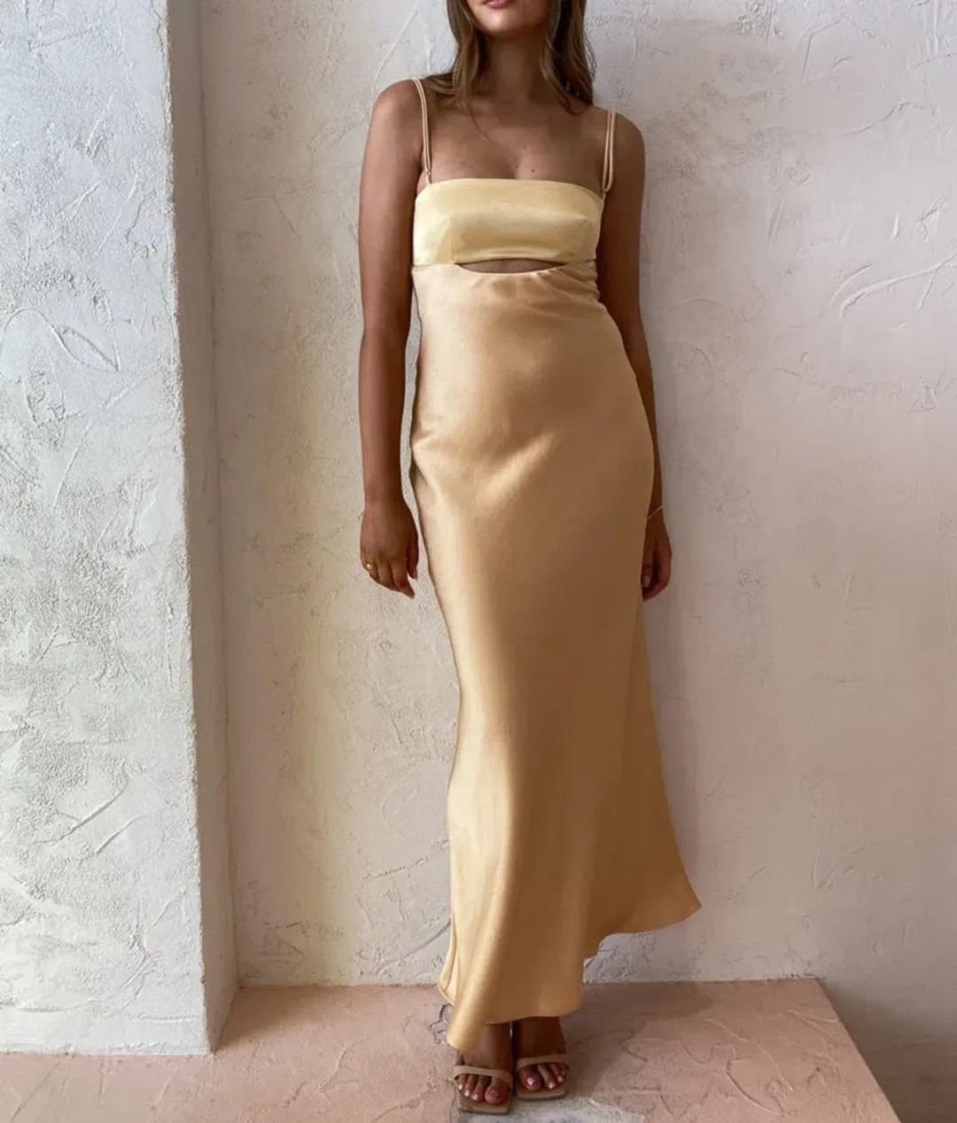 Bec & Bridge Carrie Maxi Dress in Yellow Gold Size 16 / 2XL for rent on The Volte - main image