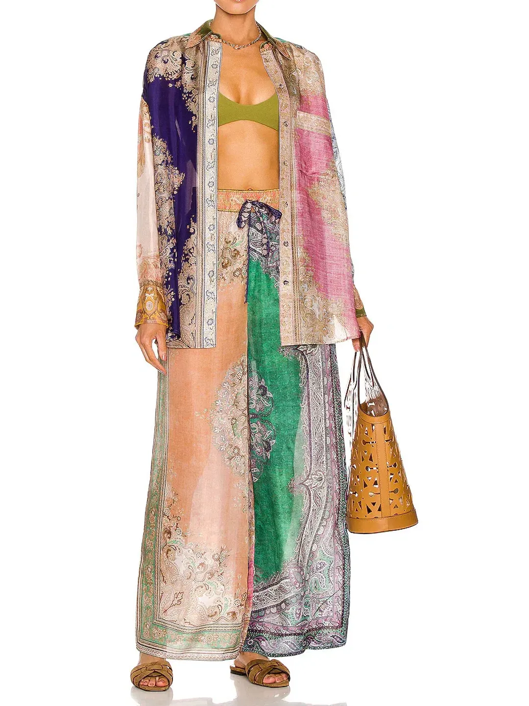 Zimmermann Anneke Relaxed Shirt Patch Paisley Size 0 / Au 8 for rent on The Volte - main image