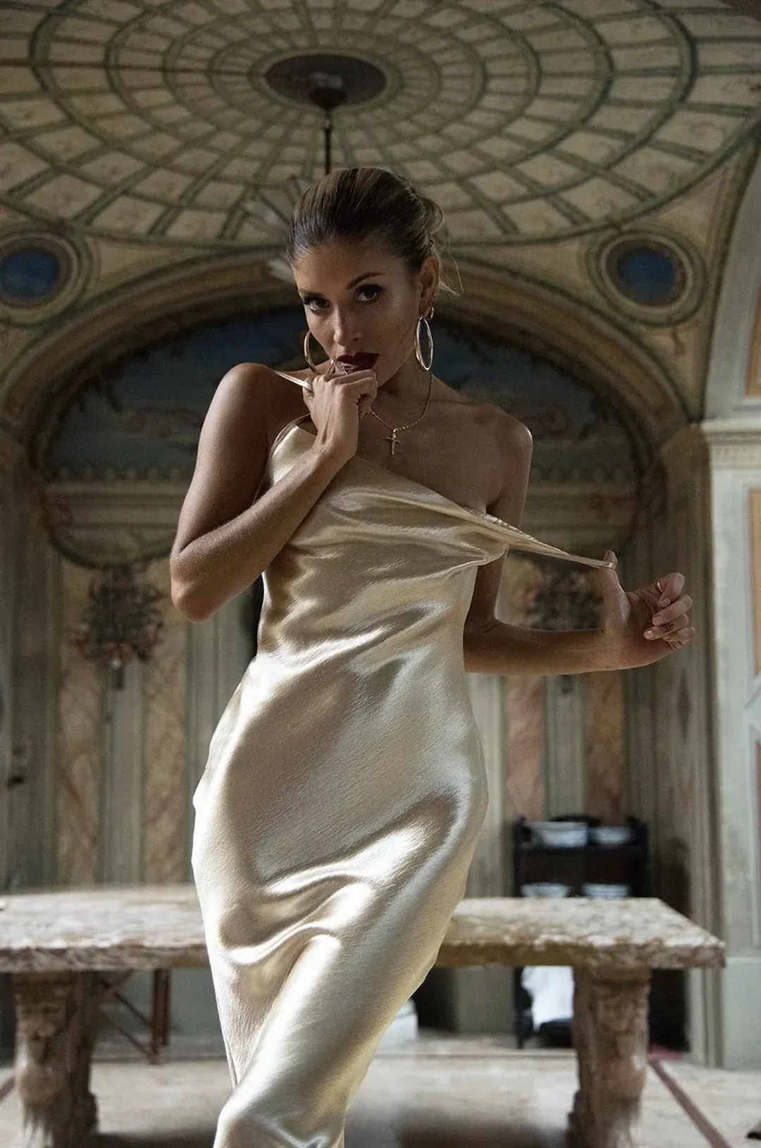 Rat and boa Sofia dress Gold  Size AU 8 for rent on The Volte - main image