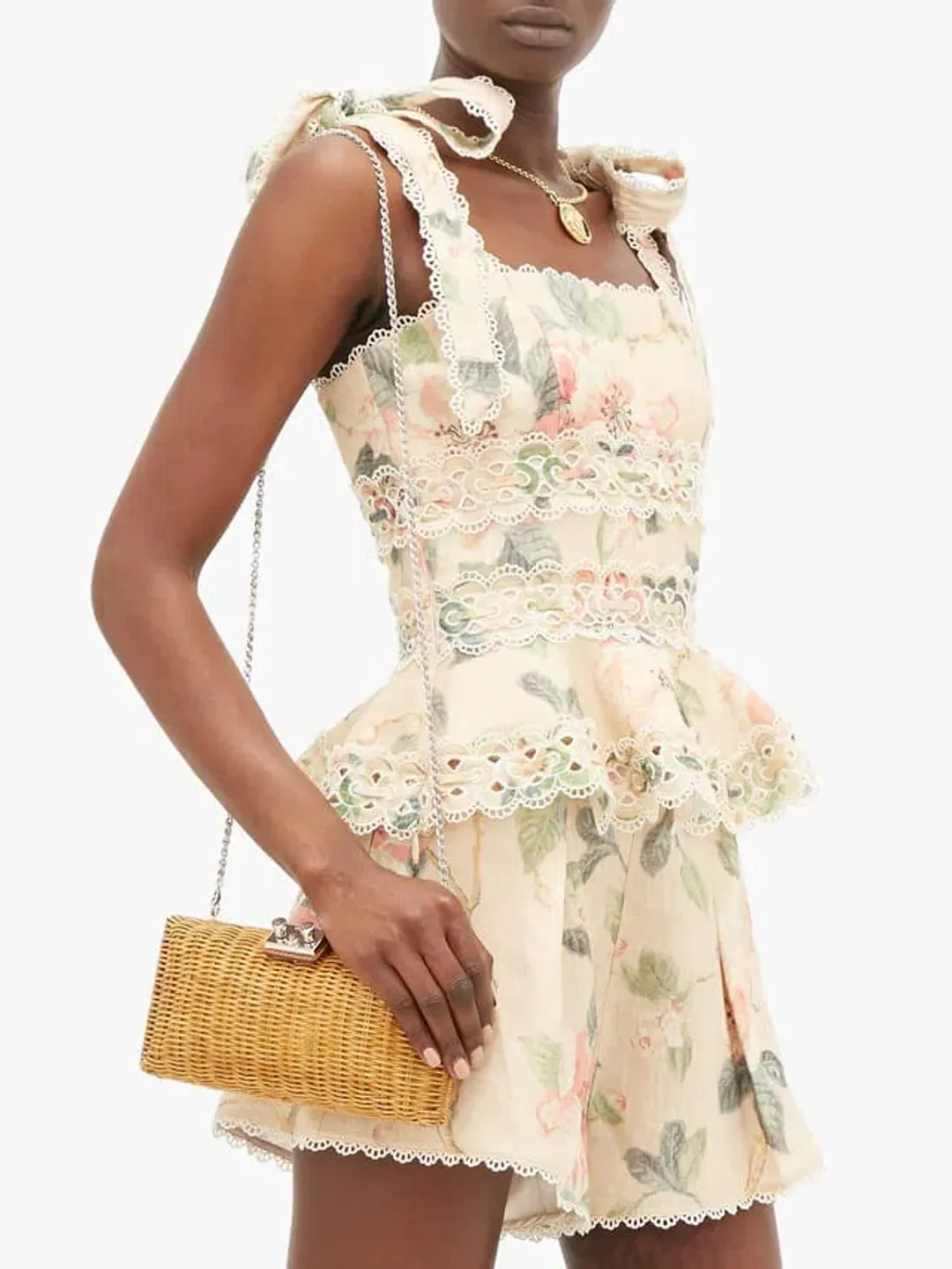 Zimmermann Kirra Floral Set Top and Shorts Beige Size 1 / AU 8 for rent on The Volte - main image
